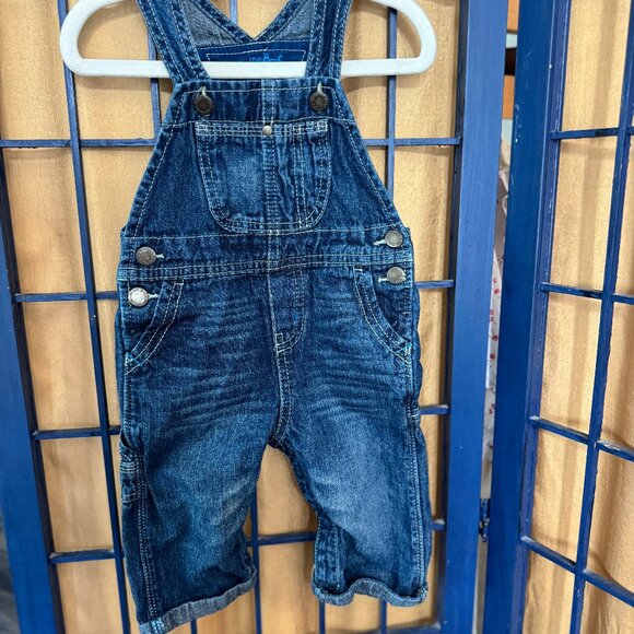 OshKosh Bgosh Denim Overalls Baby 9 Months Blue Jeans - Picture 2 of 7